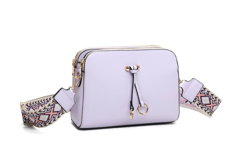 Craze London Twin Rings Charm Crossbody Bag - Minimalist Design with 4 Zips and 3 Compartments