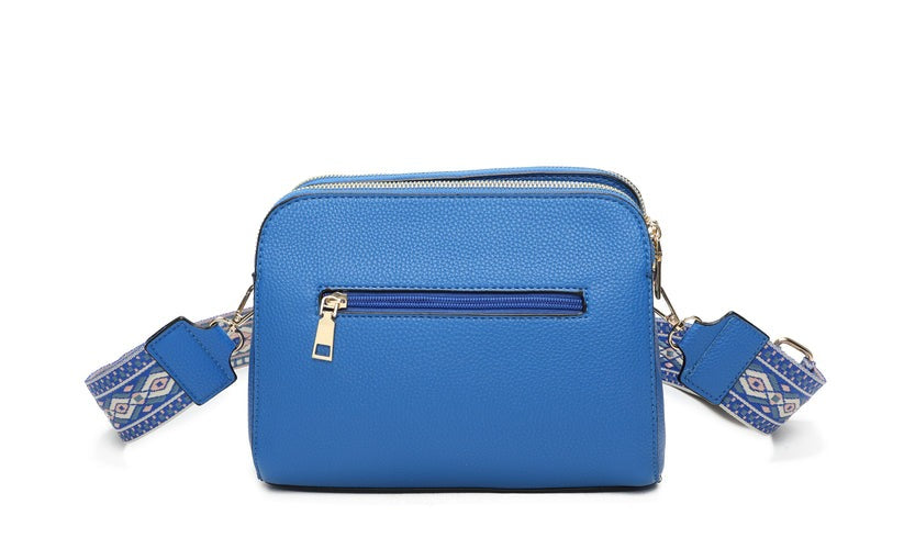 Craze London Twin Rings Charm Crossbody Bag - Minimalist Design with 4 Zips and 3 Compartments