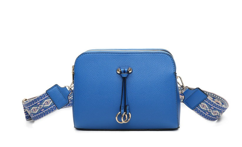 Craze London Twin Rings Charm Crossbody Bag - Minimalist Design with 4 Zips and 3 Compartments