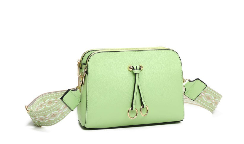 Craze London Twin Rings Charm Crossbody Bag - Minimalist Design with 4 Zips and 3 Compartments